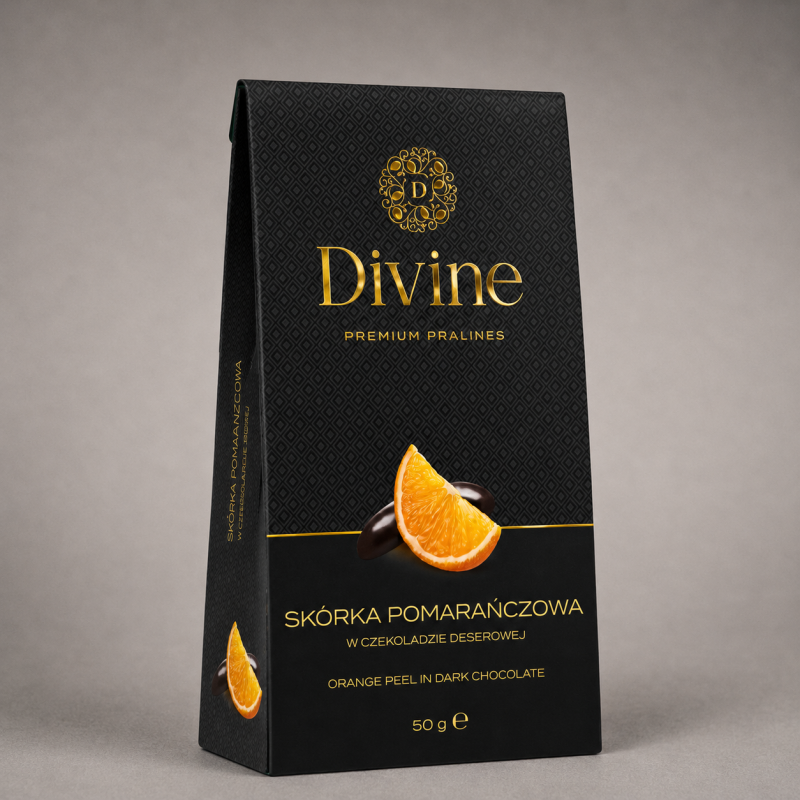 Skórka pomarańczowa w czekoladzie deserowej DIVINE 50 g