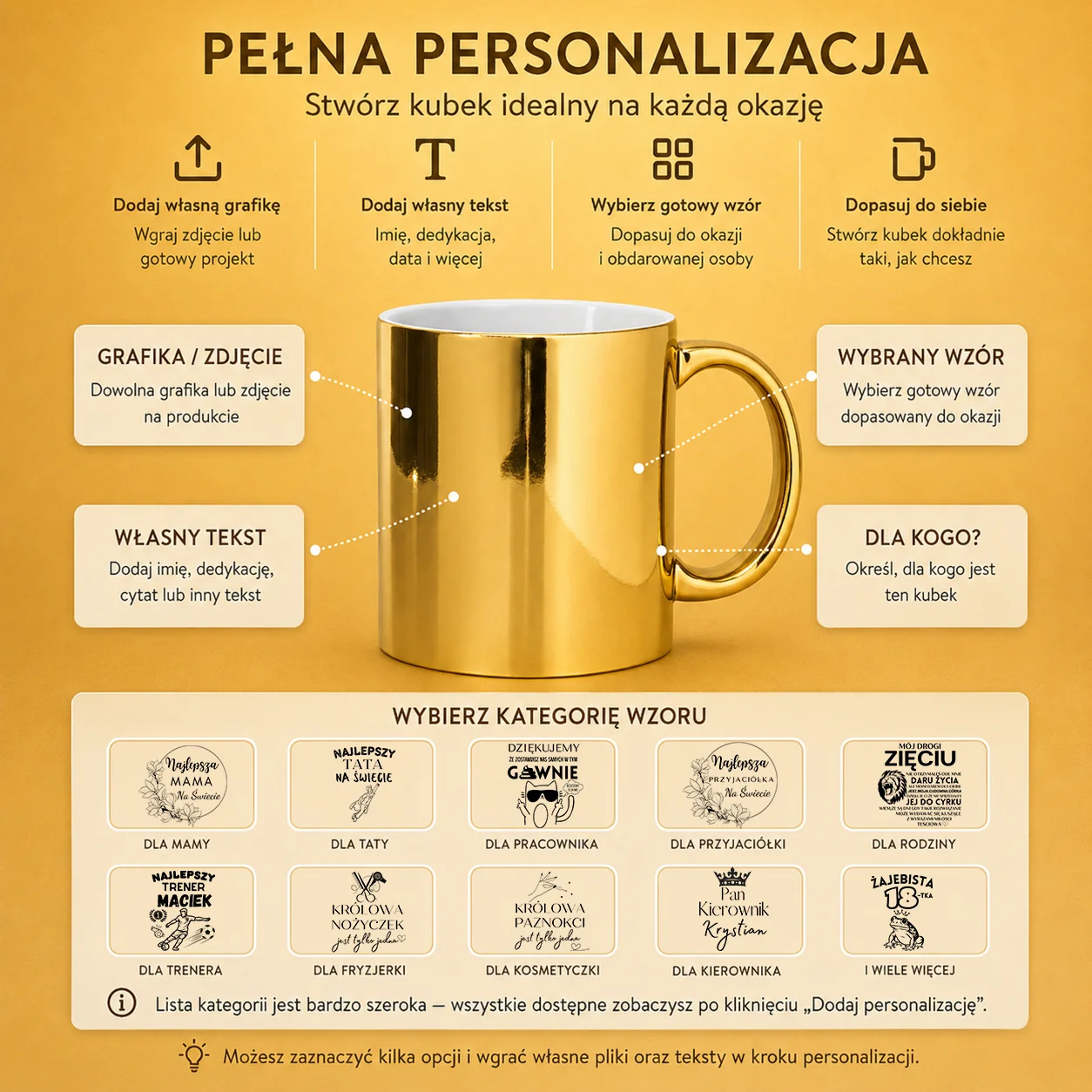 Personalizowany złoty kubek 330 ml