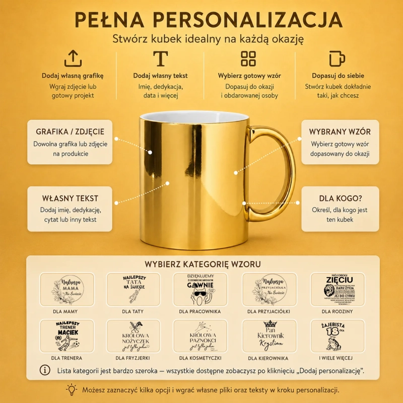 Personalizowany złoty kubek 330 ml