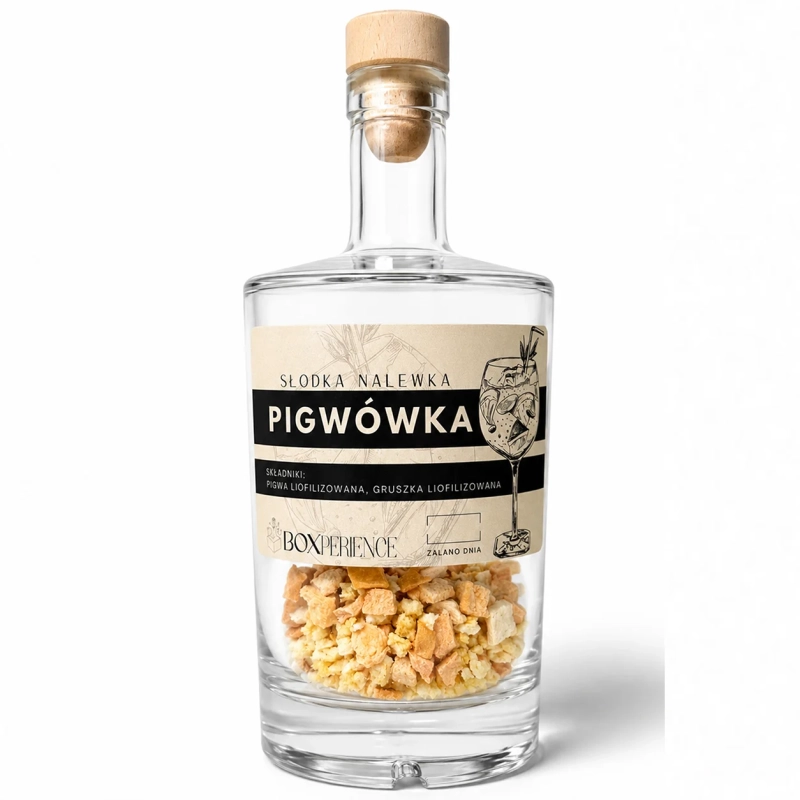Butelka ze składnikami do przygotowania nalewki pigwowej 500 ml