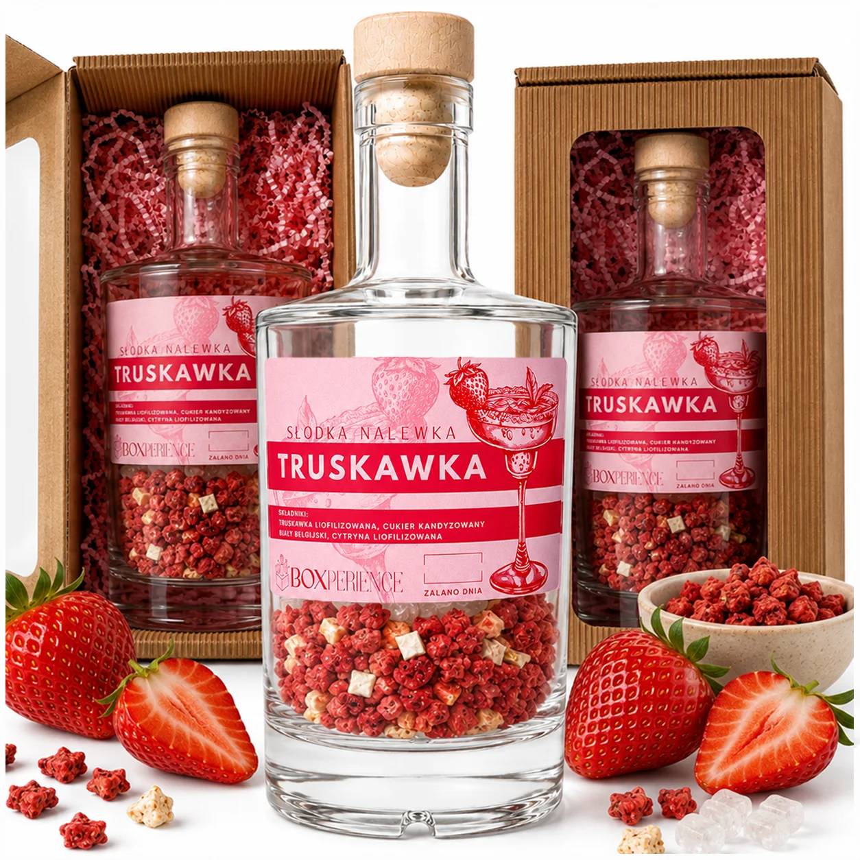 Zestaw do przygotowania nalewki truskawkowej 500 ml na prezent